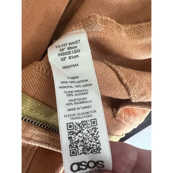 ASOS Pants Women's 26 Camel Wide Leg Crop Cotton Denim Fall Neutral Indie - Picture 7 of 11